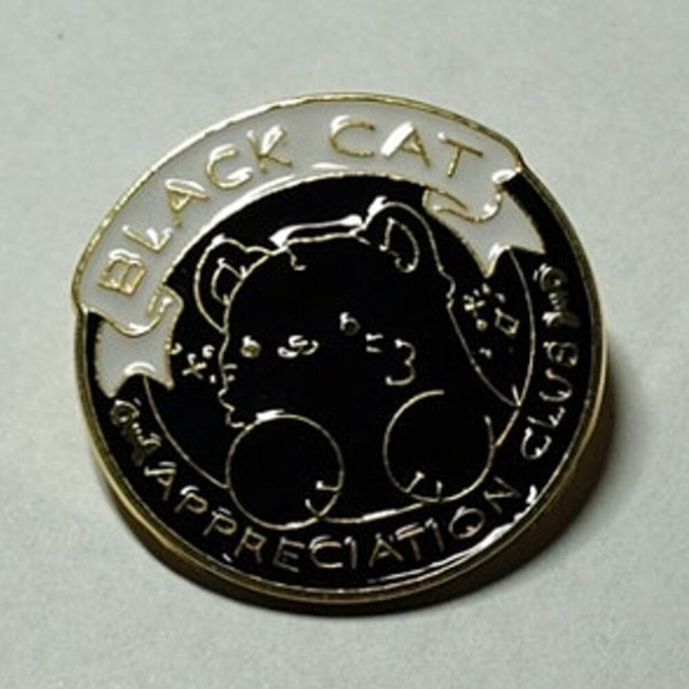 Black Cat Appreciation Society Pin Kitty Lapel Hat Brooch
